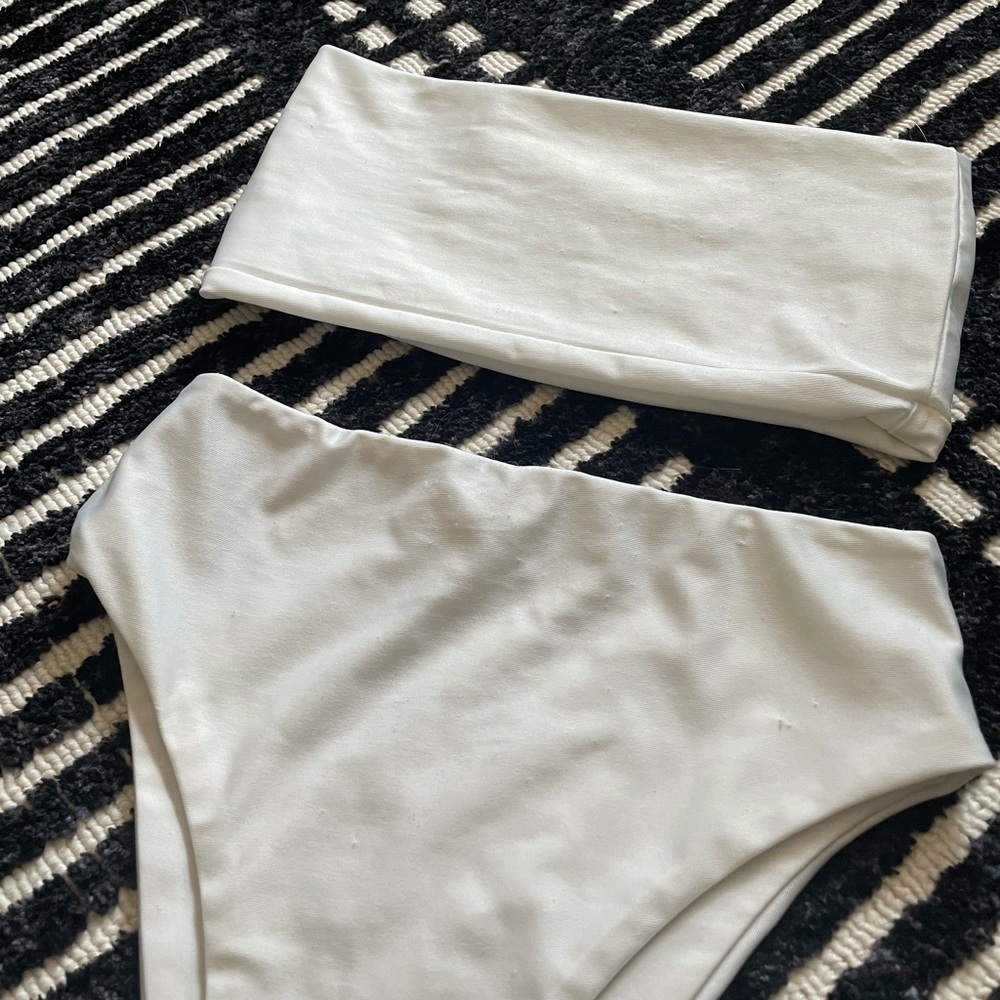 Hello Molly swim set white strapless high waist S
